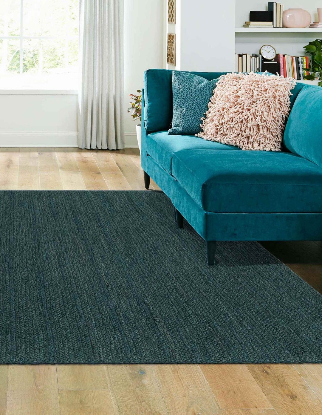 Emerald Green Jute Rug 8x10 Boho Sisal Rug Square Jute Area Etsy