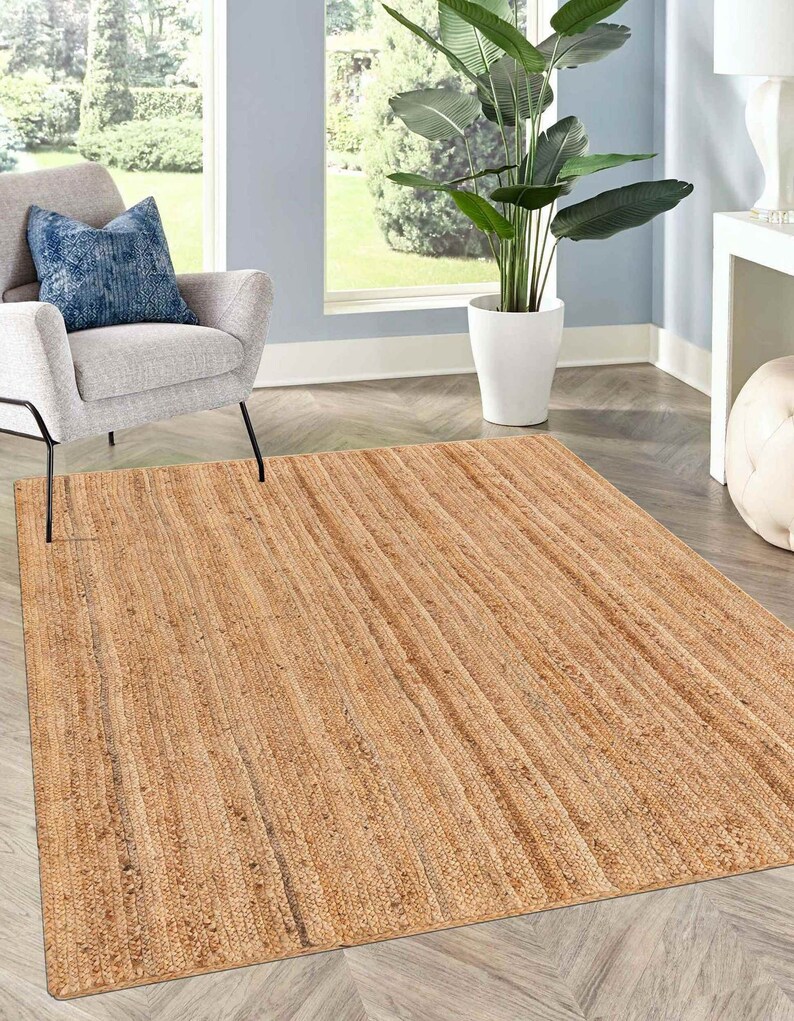 8x10 Jute Rug 9x12 Jute Rug Braided Rug for Farmhouse, Living Room