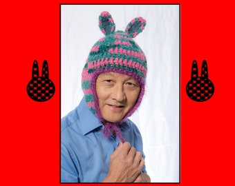Bunny Ear Hat Crochet Pattern | The Bun Buns Hat | Easy Adult Crochet Hat Pattern PDF Instant Digital Download