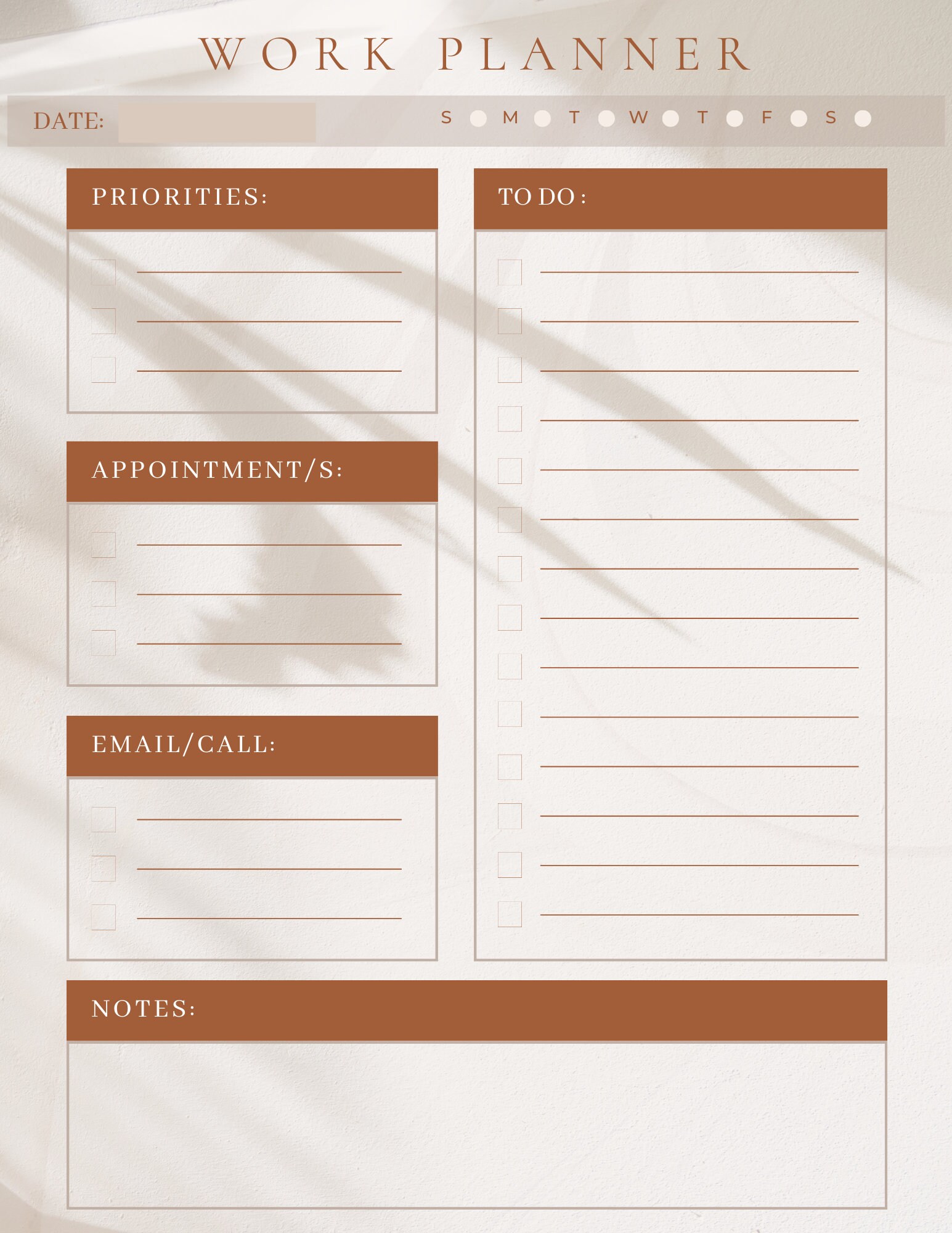Minimalist Daily Work Planner Printable - Etsy