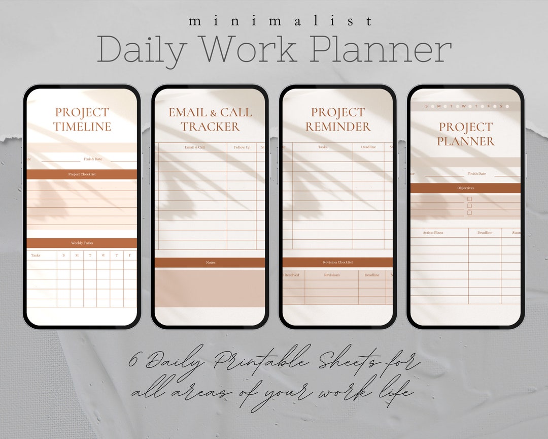 Minimalist Daily Work Planner Printable - Etsy