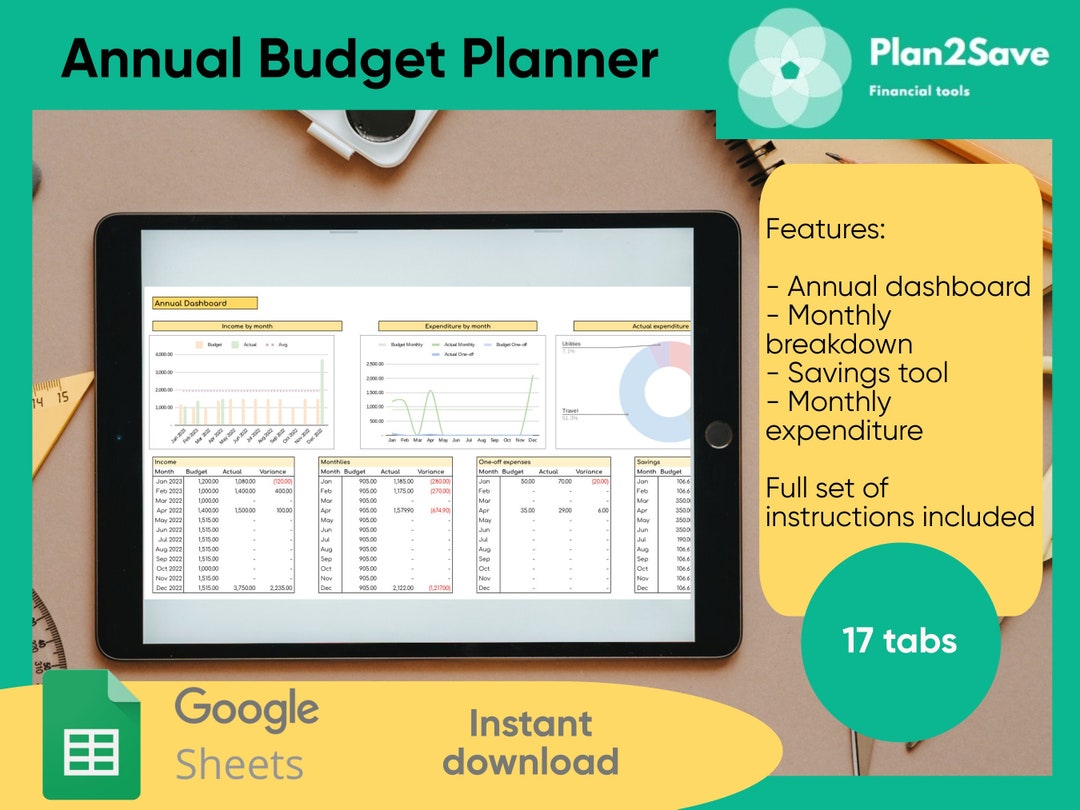 Annual Digital Budget Planner | Google Sheets - Etsy