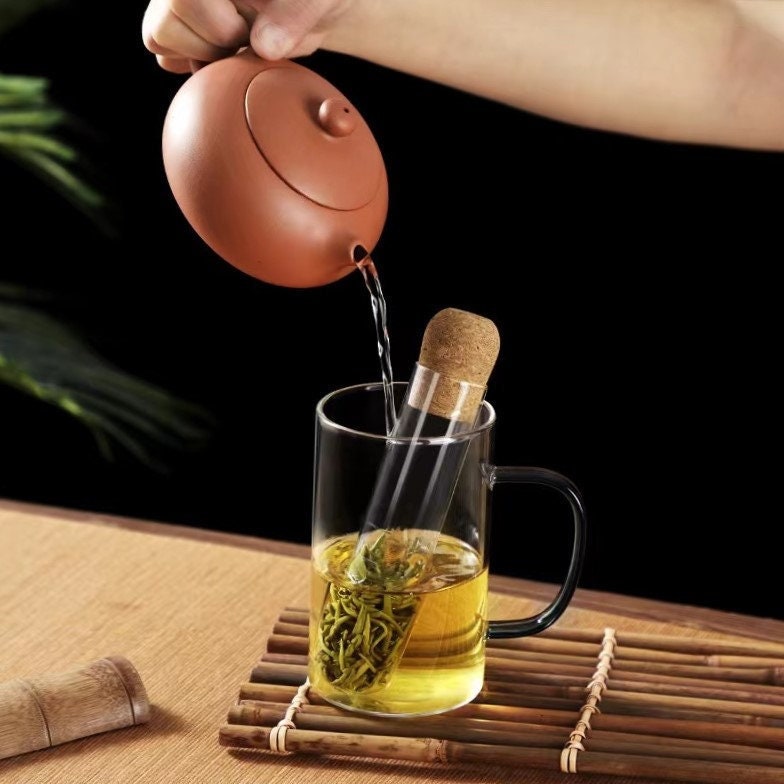 PDTO High Borosilicate Glass Test Tube Tea Filter Loose Leaf Diffuser Tea  Strainer