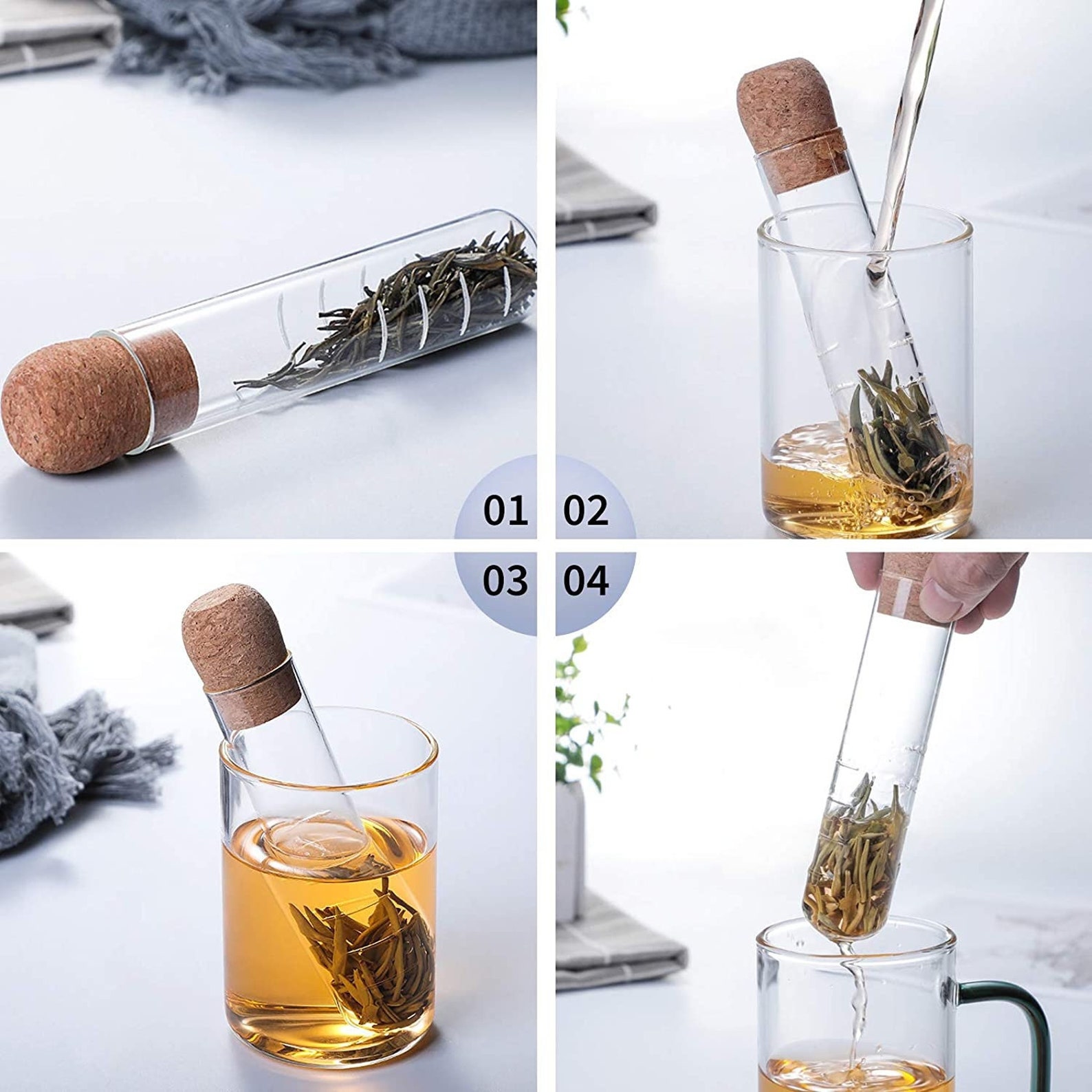 CHAYIN Hand Made Glass Tea Infuser Test Tube Clear High Etsy