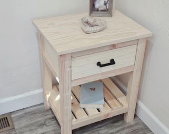 Rustic handmade nightstand/rustic nightstand furniture natural pine/wood handmade nightstand/modern urban/endtable/endtable natural pine/