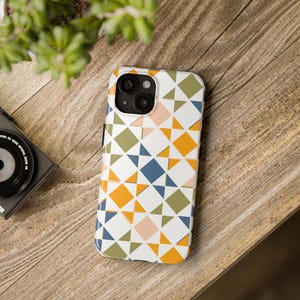 Cottagecore Phone Case with Patchwork Quilt Pattern - iPhone Models, iPhone 15, iPhone 14, iPhone 13, Samsung Galaxy, Trendy Phone Case