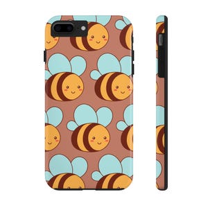 Bumble Bee Patterned Kawaii Phone Case, iPhone Models, Kawaii iPhone Case, iPhone 15 Case Kawaii, iPhone 14, iPhone 13, Samsung Galaxy, Pink