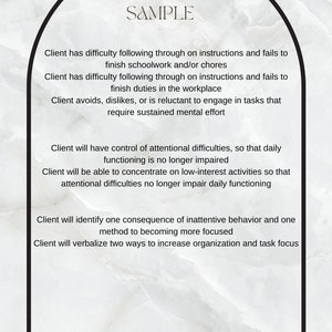 Sample Psychotherapy ADD Treatment Plan, Therapy Goals and Objectives ...