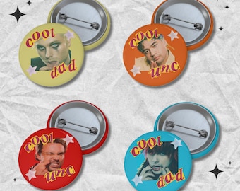 5sos Cool Dad pin button, 5 seconds of summer, michael clifford, luke hemmings, ashton irwin, calum hood, unc button