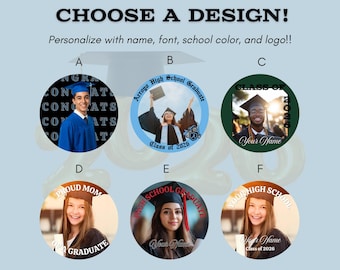 Personalized Graduation Button, Class of 2026 Custom Design, Party Favor