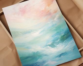 Impresión artística de pintura abstracta del Pacífico hawaiano de Serenity Bliss. Experimente la tranquilidad de la colección abstracta de Hawái en tonos suaves y delicados.