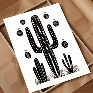 Saguaro-Wüstenkaktus-Kunstdruck, Minimalistische Wüste