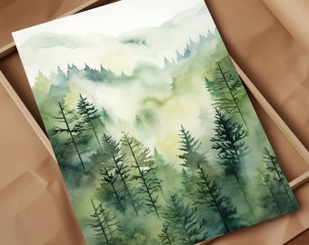 Mountain State Majesty West Virginia Forest Canopy Watercolor Art Contemporary Art Print Depicting Forest Canopy Clean Sleek Design Gift