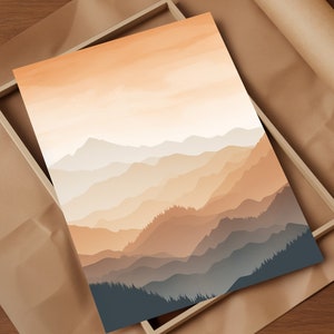 Sierra Nevada Silhouettes California Mountain Ridge Art Print of Sierra Nevada Artful Print with Mountain Ridge Illustrations Modern Style