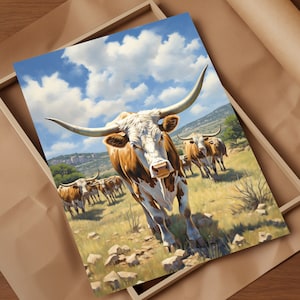 Llano Longhorns Scène emblématique d'un ranch texan Un hommage majestueux au riche patrimoine d'élevage du Texas avec les majestueux Longhorns of Llano