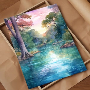 Texas Guadalupe River Twilight Art Print Serene Waterscape Scenic Texas River Nature Landscape Home Decor Wall Art Tranquil Evening View
