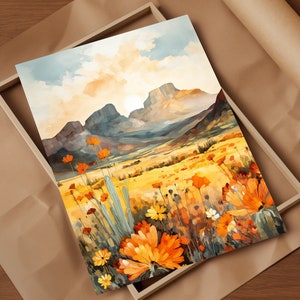 Big Bend Beauty Desert Blooms Print Explore the Rugged Elegance of Big Bend National Park Through Striking Abstract Desert Blooms Artwork