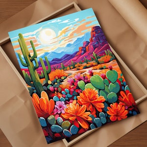 Big Bend in Color Desert Cacti Blooms Poster Print Wall Decor Explore the Rugged Elegance of Big Bend National Park Art Lone Star State Art
