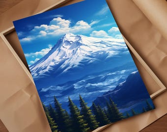 Mount Hood Aerial Realism Explore Realistic Techniques Showcasing Details and Scenery from Above in This Artful Depiction