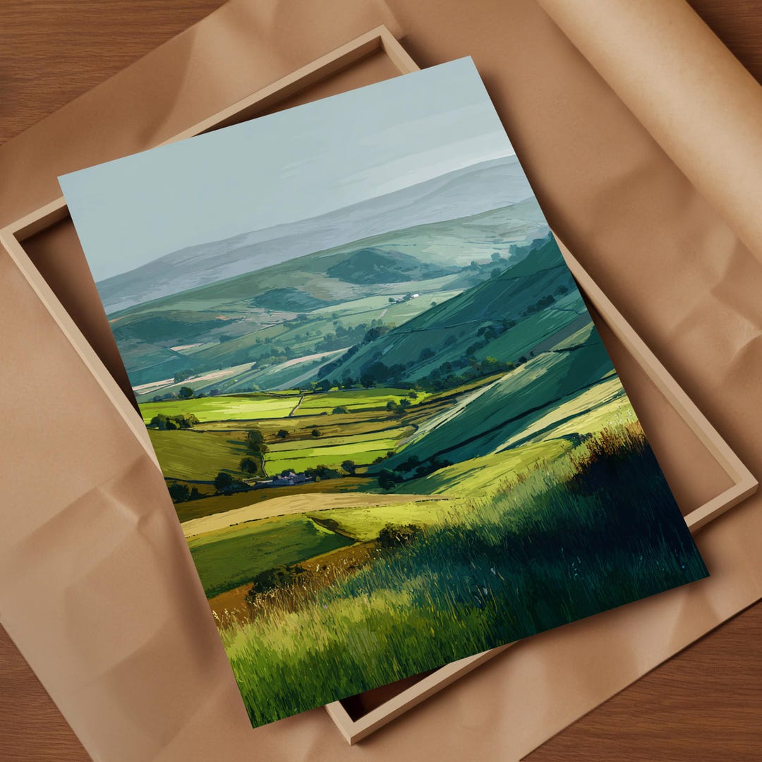 Yorkshire Dales Rolling Hills Art Print Wide Open Countryside Soft ...