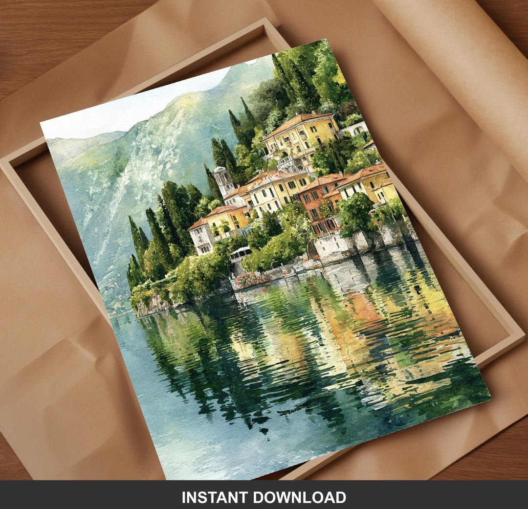 Lake Como Summer Wall Art Print Italy Tranquil Waters Elegant Villas ...