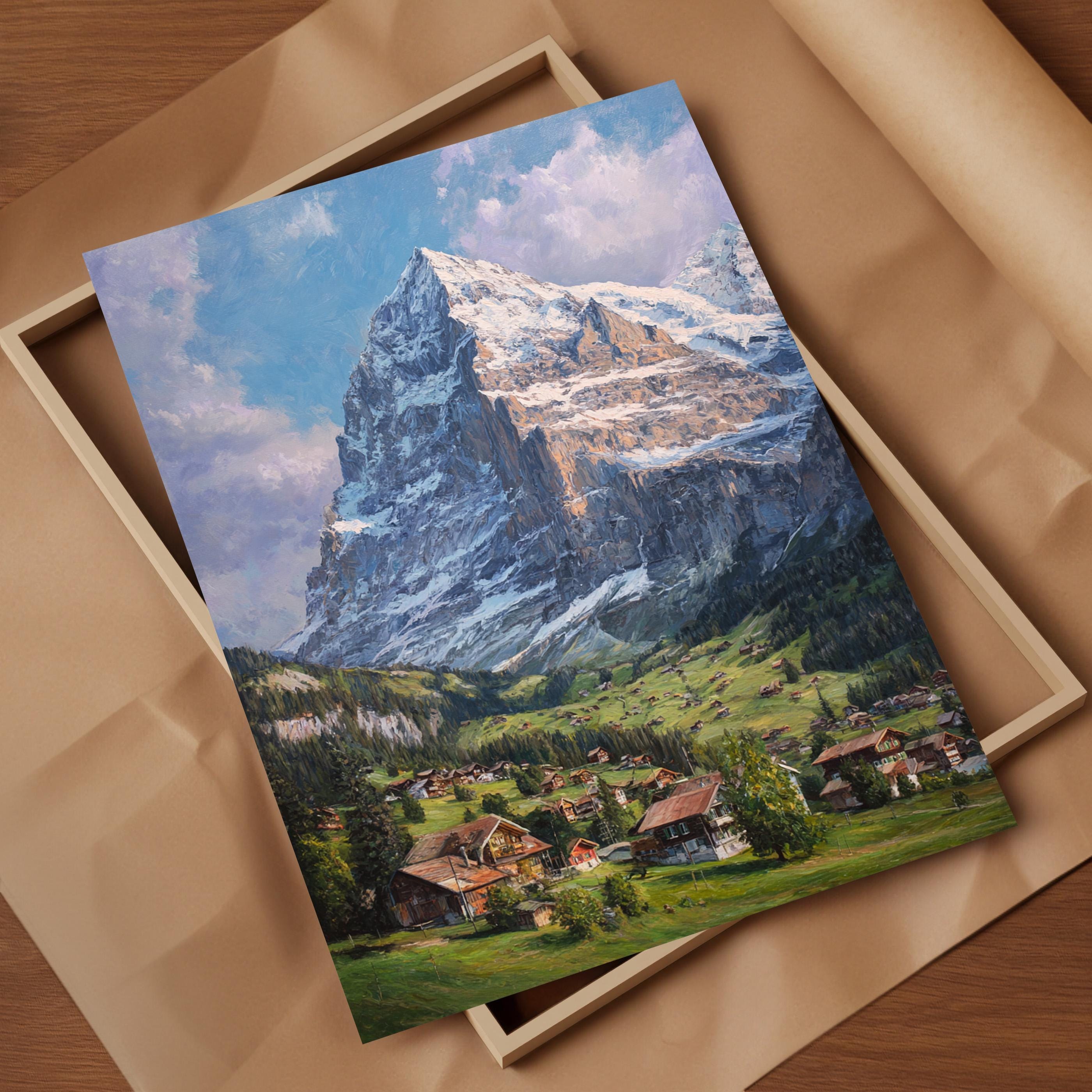 Swiss alps oil painting - Etsy 日本