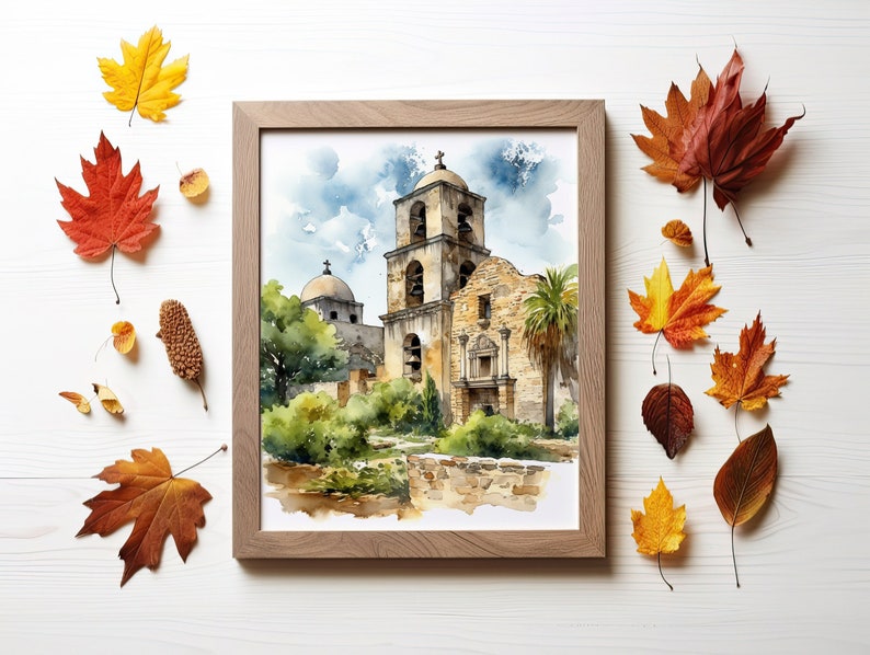 San Antonio Missions Art Print Historical Tribute Spanish Etsy