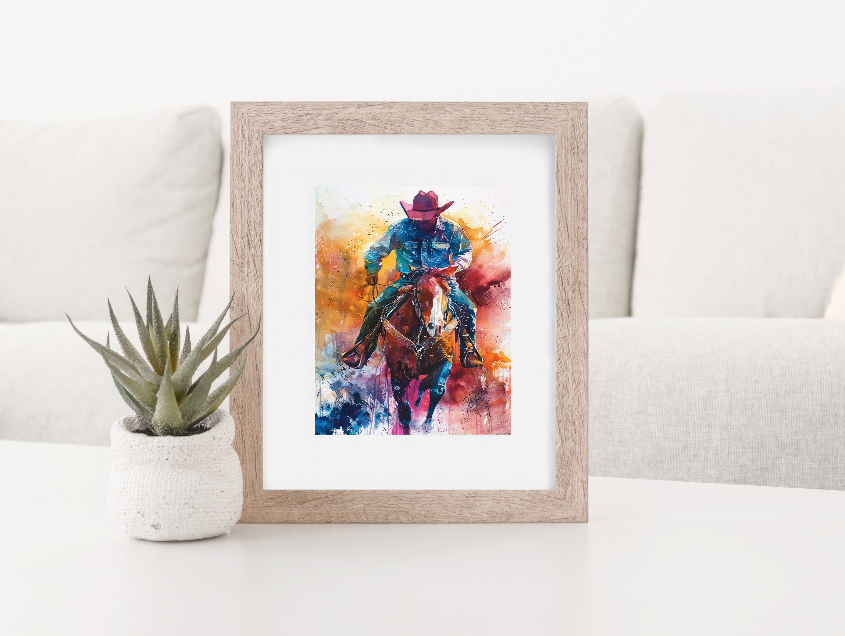 Cowboy Heritage Abstract Watercolor Art Print Immerse in Fort Worth ...