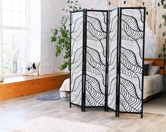 Room Divider Privacy Screen Wall Divider Foldable Room Partition 5 ft 8 in Tall 4 Wall Double Sided Print Near 360 Left Right Panel Rotation