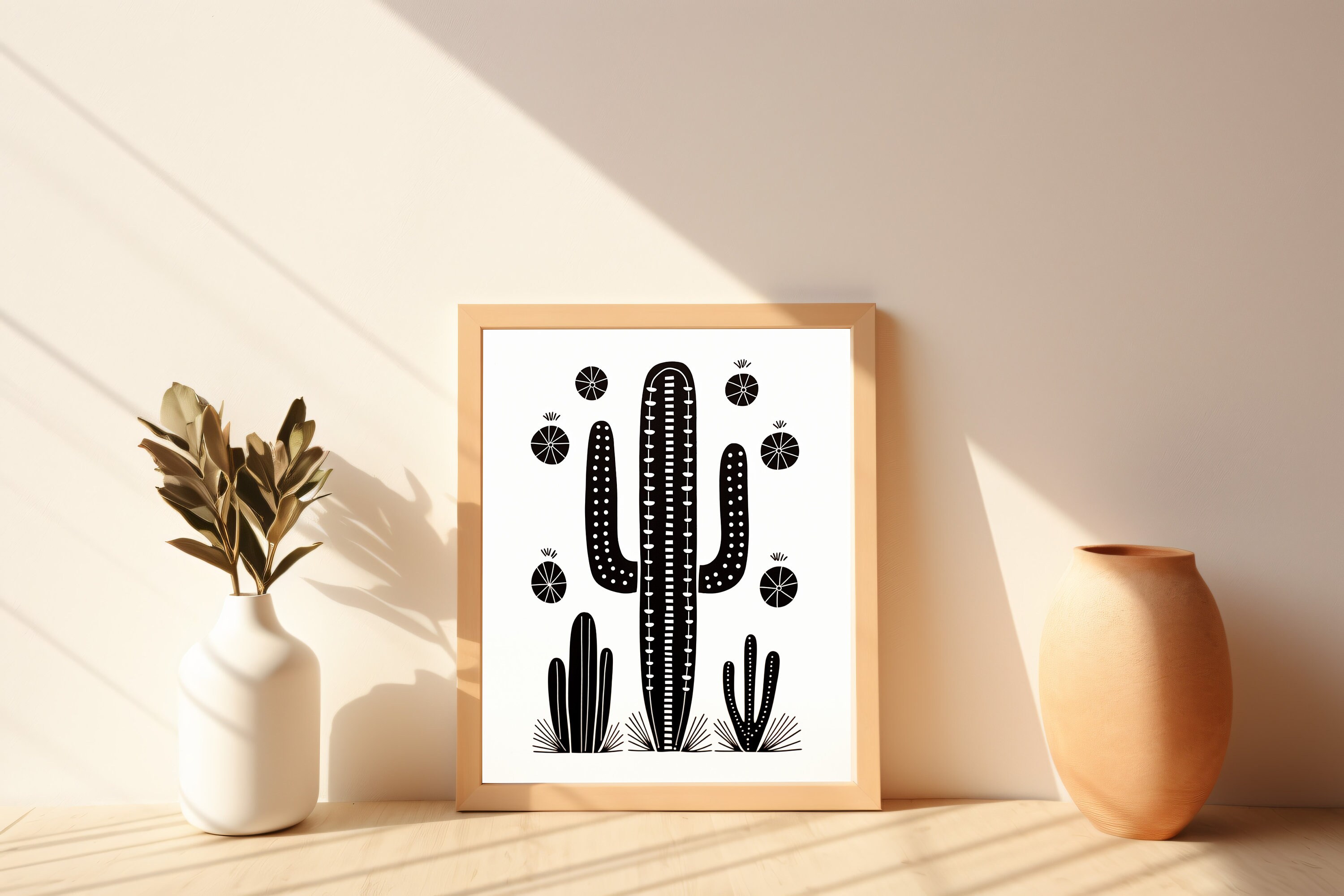 Saguaro Desert Cactus Minimalist Desert Art Print Mesmerizing Display ...