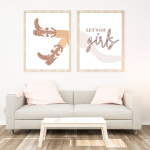 Cowboy Boots, Let&#39;s Go Girls, Southwest, Nashville, Rustic, Modern Country, Neutral, Wall Art, Digital Prints