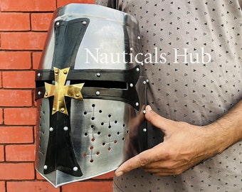 Medieval knight helmet | Jerusalem knight helmet | Medieval helmet  Templar knight helmet | Fully wearable gift for him