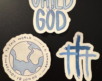 Blue Christian sticker set