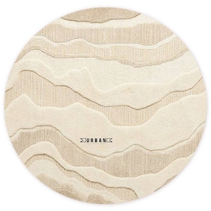 Minimalist Ivory Beige Textured Round Modern Abstract Handmade woolen Tufted area Rug for Living Room Bedroom 4x4 5x5 6x6 7x7 8x8 9x9 10x10