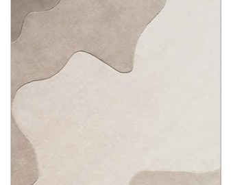 Ivory Taupe High low pile Modern Abstract woolen Designer Handmade Tufted Area Rug for Living Room Bedroom 6x9 8x10 9x12 10x14