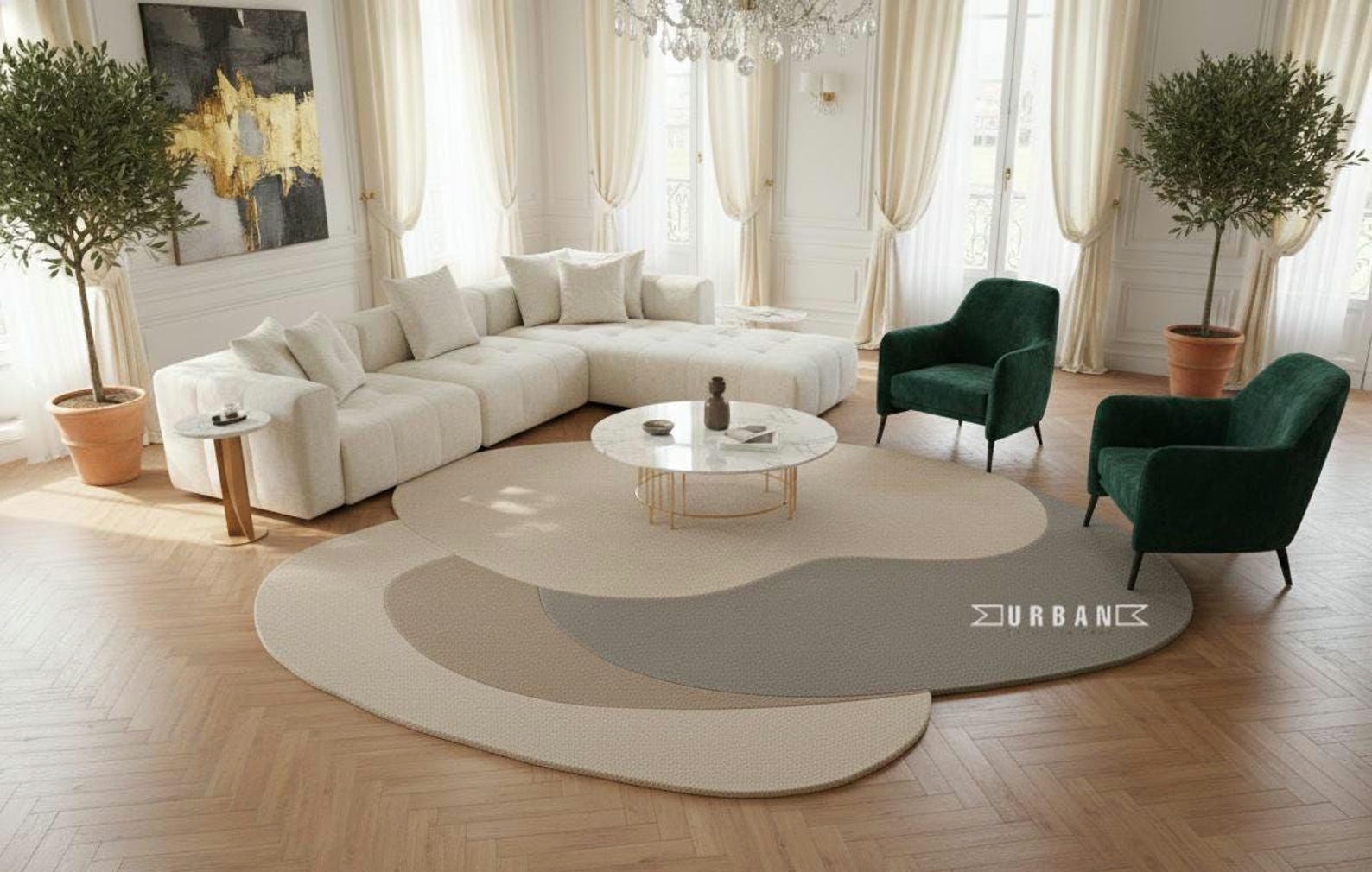 Sala Rug Modern Abstract Irregular Odd Shape Handmade Woolen Designer Tufted ...