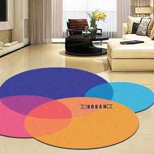 Ultra Modern Colorful Vibrant Abstract Irregular odd shape unique Handmade Woolen Designer Tufted Area Rug for Living Room Bedroom office