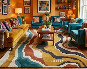 Multicolore Modern Abstract Handmade High low pile textured Woolen Tufted area Rug for Living Room Bedroom 4x6 5x8 6x9 8x10 9x12 10x14 12x15