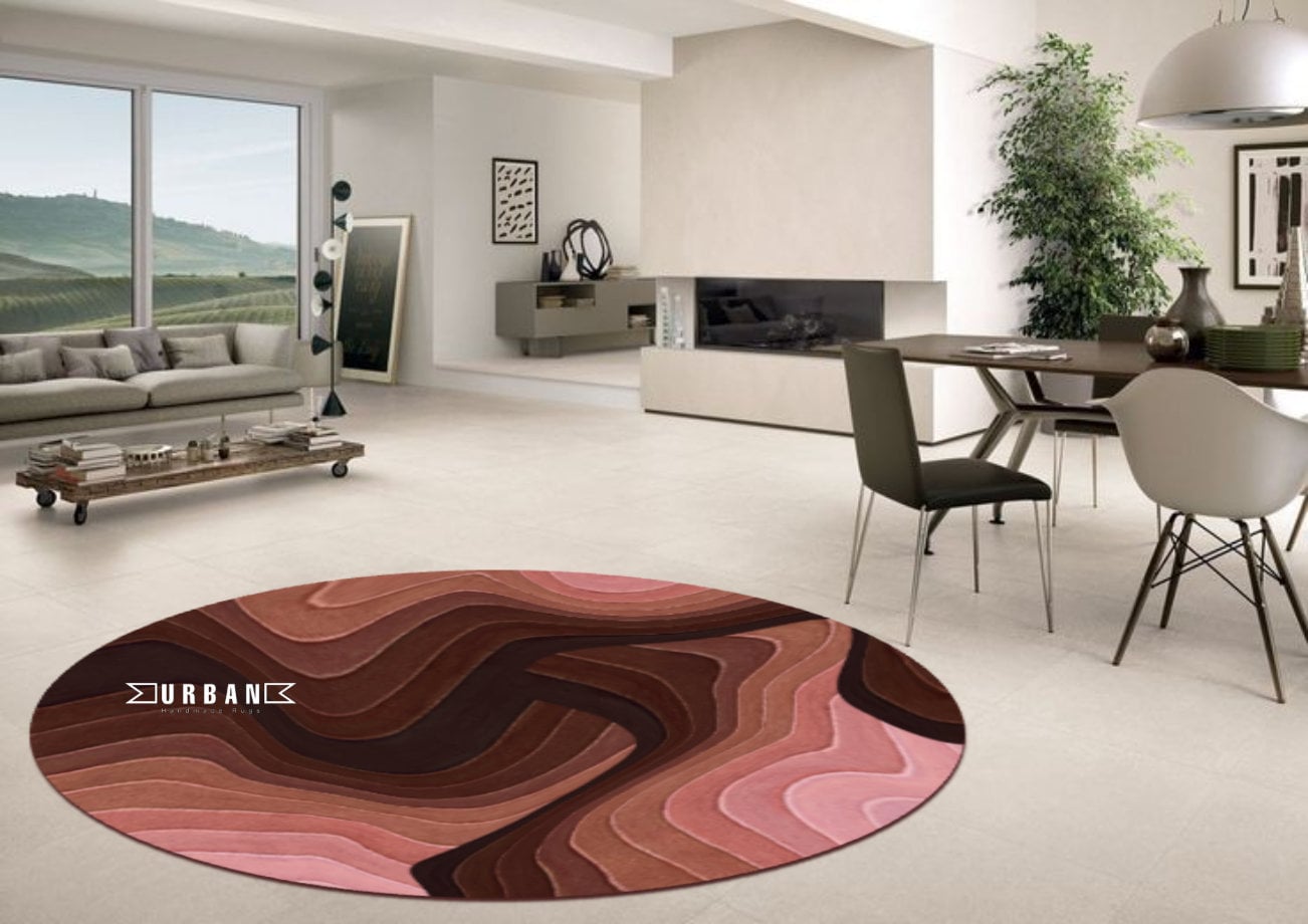 Monochromatic Melted Round Modern Abstract Handmade Designer Woollen ...