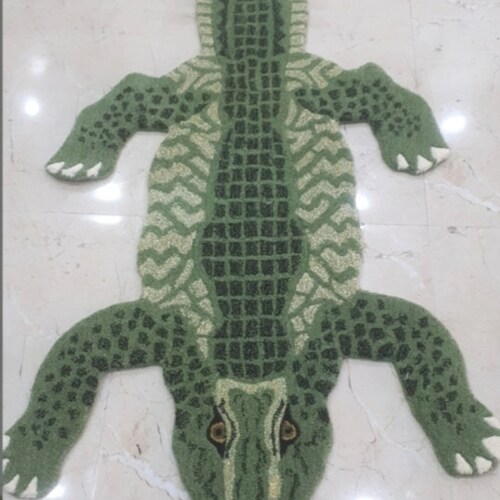 Handmade Tufted Crocodile Shape Wool Rug For Kids Room, shops Living Room, Bedroom . Gift For Home