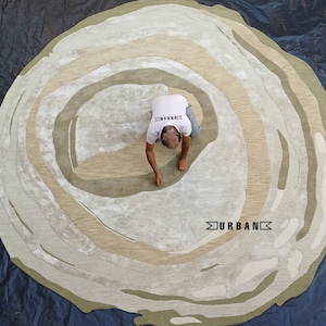Tailor Made High-end plush Modern Aesthetic irregular cut shape unique Handmade wool and art silk area Rug for Living Room Bedroom Any size