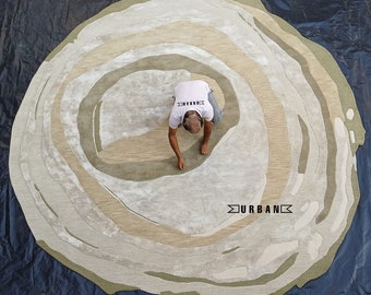 Tailor Made High-end plush Modern Aesthetic irregular cut shape unique Handmade wool and art silk area Rug for Living Room Bedroom Any size