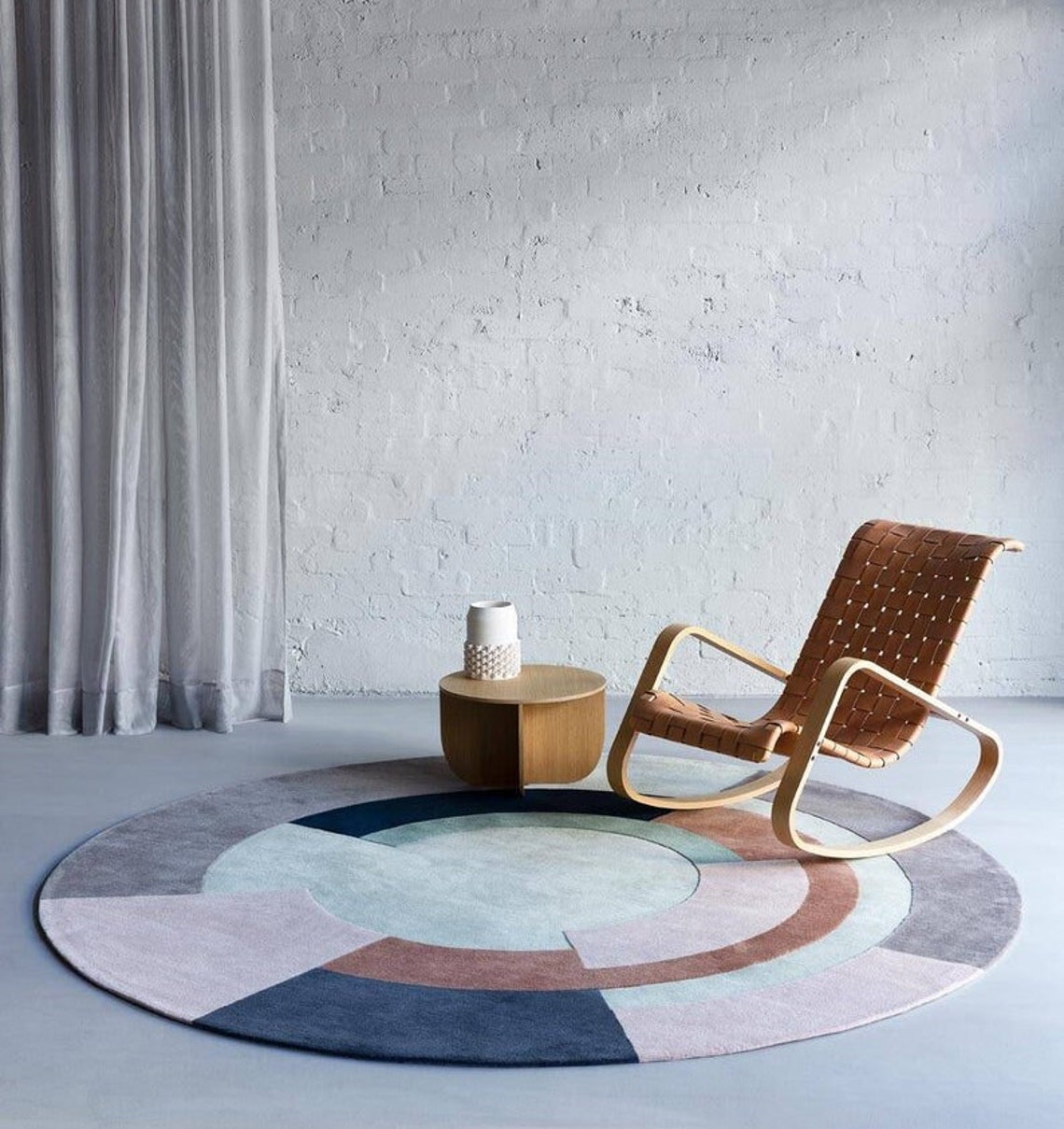 Modern Abstract Colorful Round Rug Handmade Tufted 100 Woolen Etsy