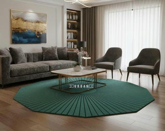 Blue Modern Abstract Wool Rug, Hand-Tufted Designer Area Rug