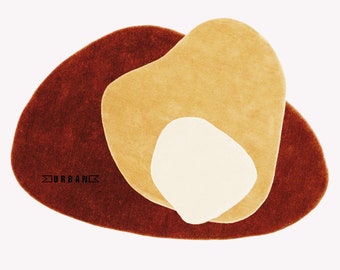 Handmade Wool Tufted Area Rug - Modern Abstract, Irregular Shape