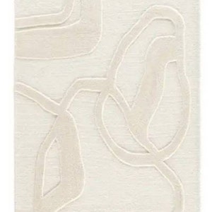Premium Quality Modern Abstract Handmade white color Textured Woolen Tufted Area Rug for Living Room Bedroom Gift for home 4x6 5x8 6x9 8x10