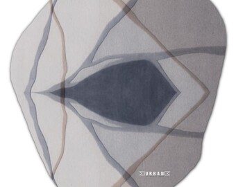 Ivory Taupe Grey Modern Abstract High low pile Irregular shape Handmade Woolen Designer Tufted Area Rug For Living room Bedroom Customizable
