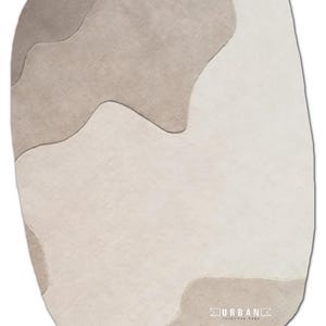 Ivory Taupe irregular odd shape unique Modern Abstract woolen Designer Handmade Tufted Area Rug for Living Room Bedroom 6x9 8x10 9x12 10x14