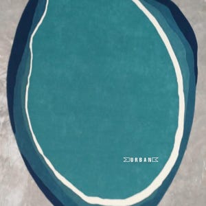 Minimalist Blue / Beige Modern Abstract Irregular Shape Woolen Hand Tufted Designer Area Rug for Living Room Bedroom 5x8 6x9 8x10 9x12 10x14
