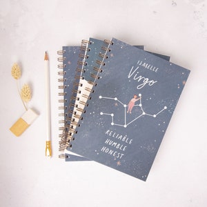 Personalised Zodiac Notebook Star Sign Notebook-Zodiac Sign Journal-Astrology Notebook-Zodiac Sign Gift-Personalised Gift-Star Sign Gift image 1